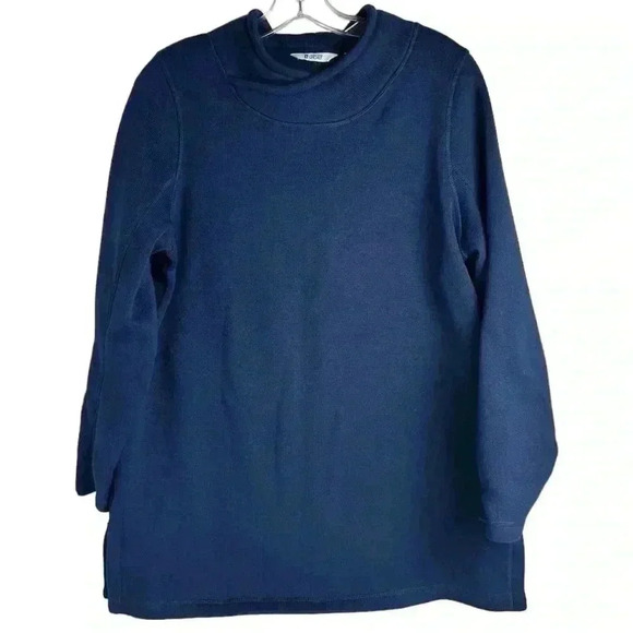 Lands’ End Sport Women's Blue Turtleneck Pullover Size L Casual Fall - Picture 1 of 12